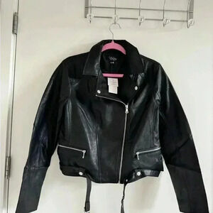 New Fashion Faux-Leather Jacket NWT L